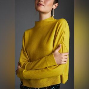 Pilcro Anthropologie Alani Cashmere Mock Neck Sweater size M beautiful yellow